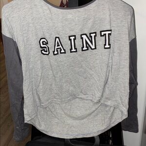 Gray Long Sleeve Shirt with 'SAINT' Print